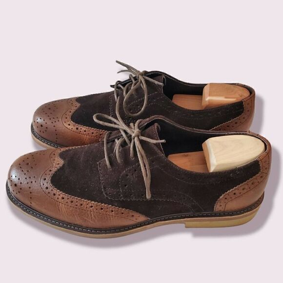 Lands End Astor Wingtip Men's 10.5 Homme Spice Brown Dress Shoes | BUCKS | EUC - Picture 4 of 8